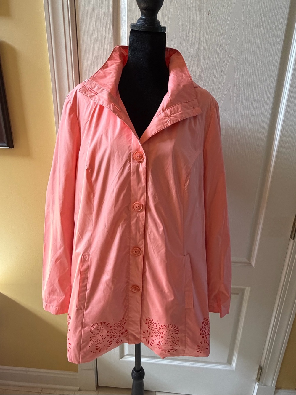 Dennis Basso Rain Jacket with Laser-Cut Hem